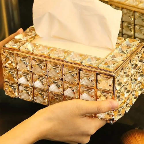 Luxurious Golden Crystal Tissue Box