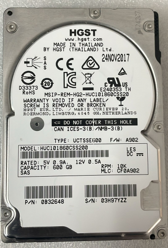 HGST 600GB 10K 12G  2.5" SAS Server HDD