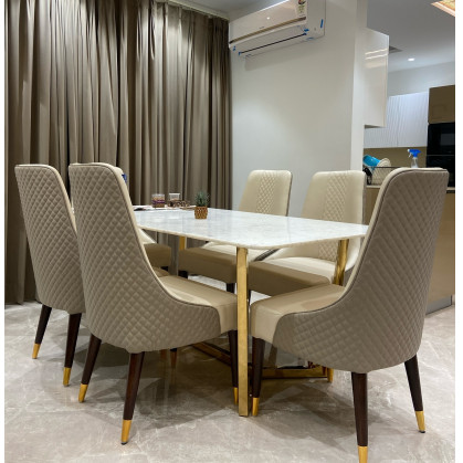 Elegant Marble-Top Dining Table