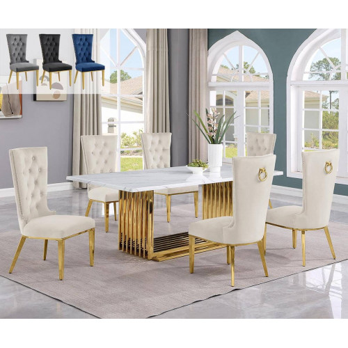 Marble-Coated Dining Table Set JFD329