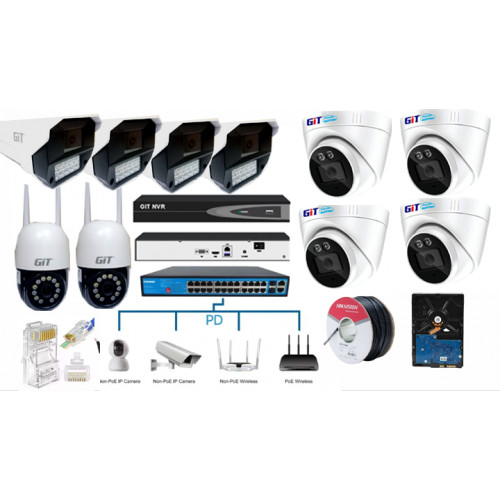 16-Pcs CCTV HD IP Camera Package