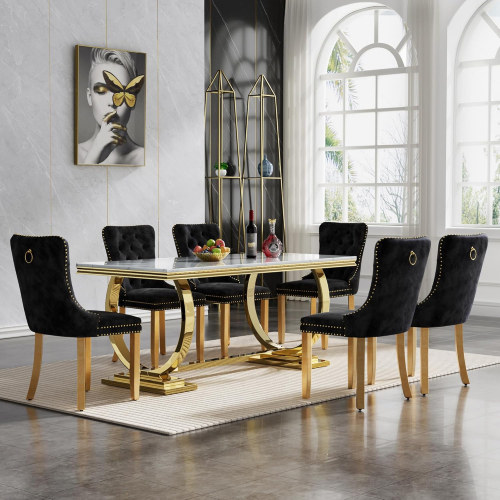 Luxurious Marble Top Style Dining Table Set JFD323