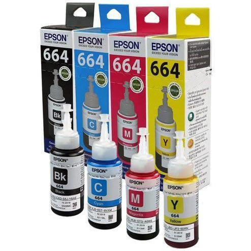 Epson 664 4-Pcs Set Original Printer Color Ink Bottle Refill