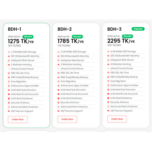 2 GB SSD Storage BDIX Hosting Server 1 Year