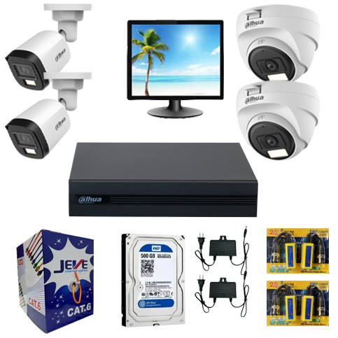 Dahua Full Color 4 CCTV Package with Monitor