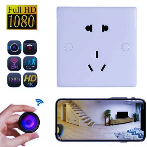 Wi-Fi Wall Socket 5MP Spy Camera