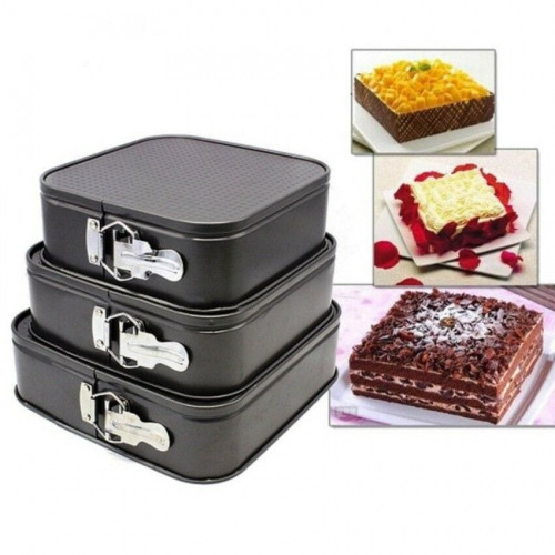 Square Shape Nonstick Cake Mould 3-Pcs Set