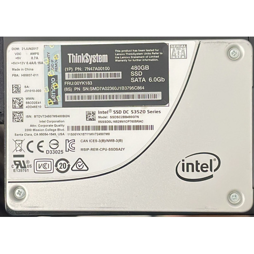 Intel S3520 480GB SATA  2.5" Lenovo Server SSD