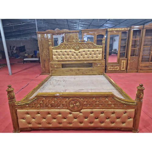 Segun Wooden Luxurious Bed with Artificial Leather