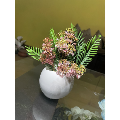 Artificial Flower & Round Vase