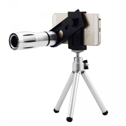Universal 12x Zoom Aluminum Telescope Mobile Phone Lens