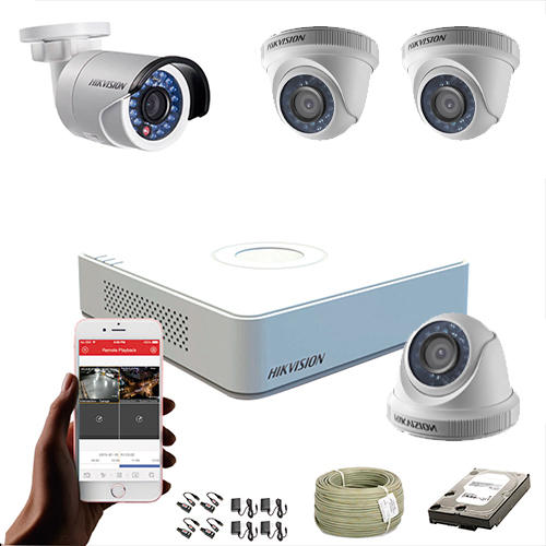Dahua 4-CH DVR with Hikvision 4-Pcs CCTV Camera Package
