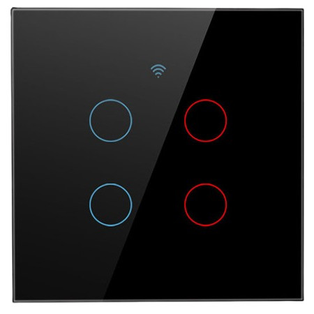 Tuya Wi-Fi + RF 4 Gang Smart Touch Switch Black Color