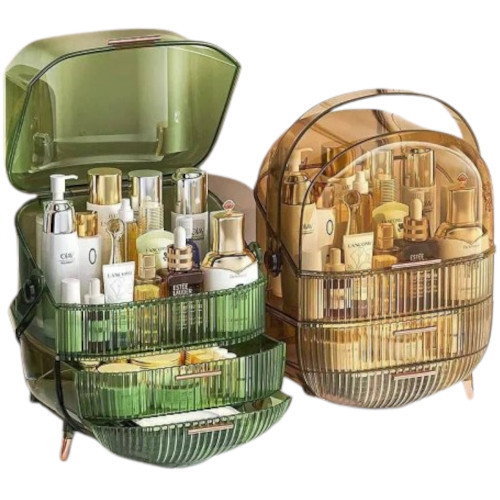 Transparent Makeup Storage Box with Handle