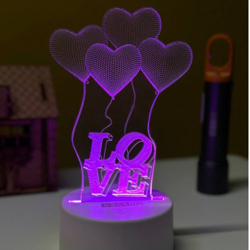 GearUP Acrylic Multicolor Love Baloon Night Lamp