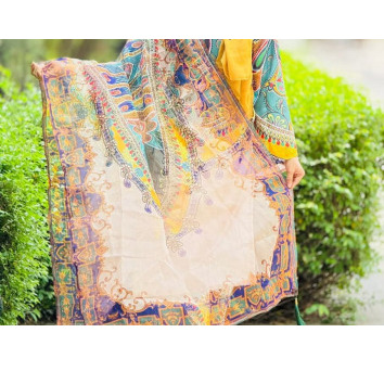 Premium Digital Print Cherry Silk Elegance 3 Piece