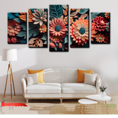Colorful Flower 5-Panel Wall Art Canvas