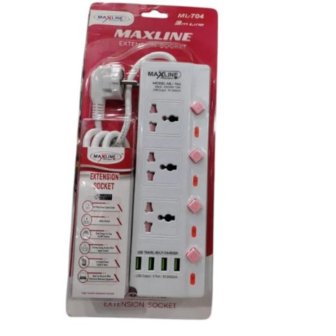 Maxline ML-704 3 ports and 4 USB Multiplug Charger
