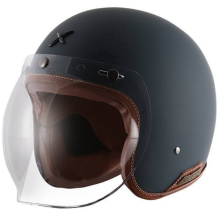 Axzor Retro Matt Black Half Face Bike Helmet