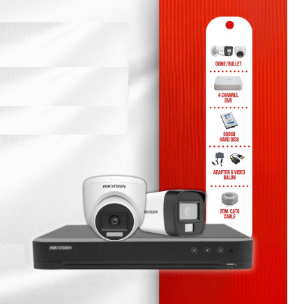CCTV Package Hikvision 4CH DVR & 2-Pcs Camera 500GB HDD