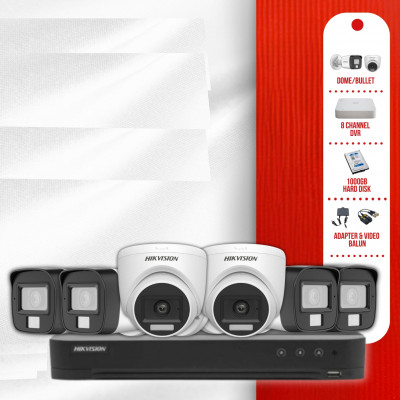 CCTV Package Hikvision 8CH DVR & 6-Pcs Camera 1TB HDD