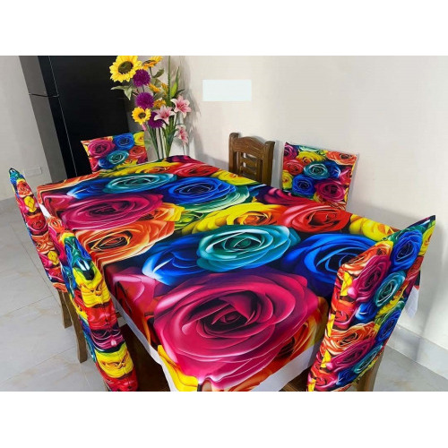 Flower 3D-Printed Dining Chair & Table Cover Set