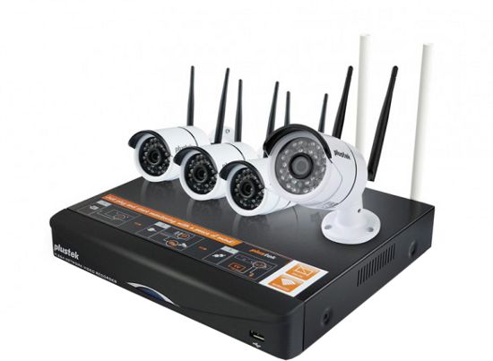 CCTV Wireless System Plustek Recorder 4 HD Camera