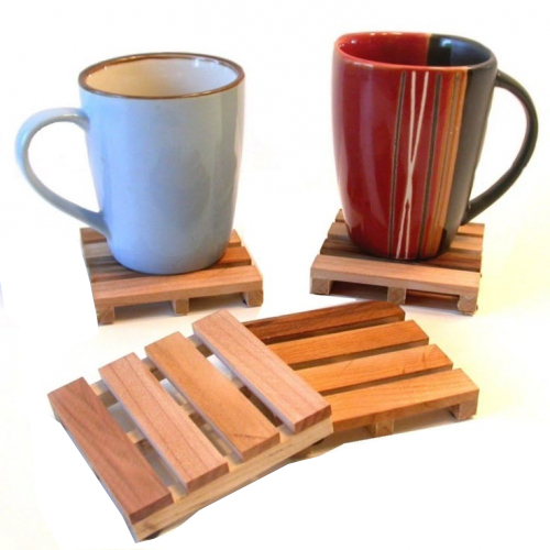 Wooden Glass Coaster Set