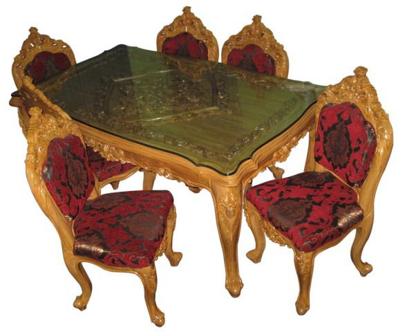 Victoria Dishing Dining Table Six Chairs Wood Glass Top