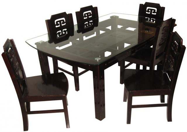Dining Table Set Modern Home Furniture 6 Chairs Solid MDF