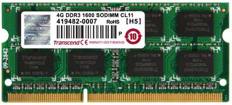 Transcend Laptop RAM 4GB DDR3 Memory 1600MHz High Speed