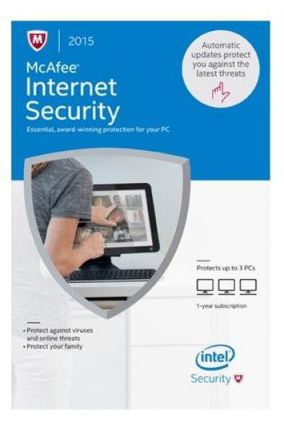 McAfee Viruses and Malware Internet Security 3 PC 1 Year