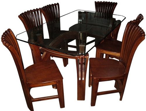 Dining Table Furniture Set 6 Chair 10m Glass Veener Wood