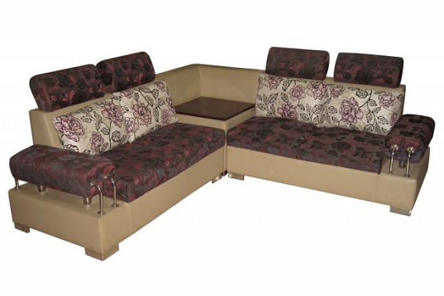 Modern L Shaped Solid Wood Stylish Sofa Set
