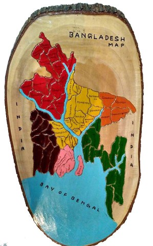 Beautiful Bangladesh Map In Mahogany Wood