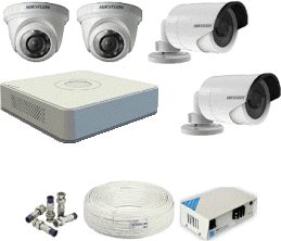 CCTV System Hikvision DS-7104HGHI-E1 Recorder 4-HD Camera
