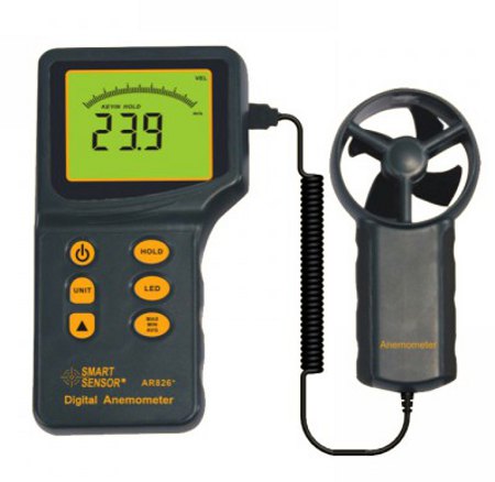 AR826 Digital Anemometer Wind Speed Tester Backlight Display