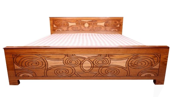Modern Veneered Bed VB1 Oak Wood Lacquer Paint