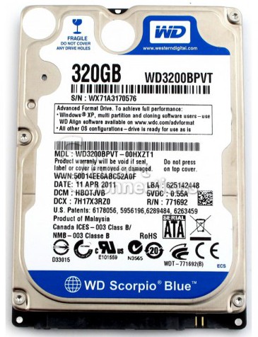 WD Scorpio Blue WD3200BPVT 320GB 5400 RPM SATA HDD