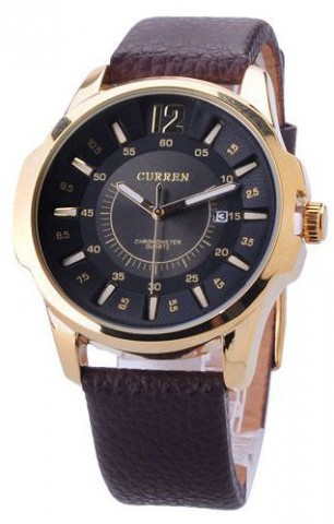 Curren 8123 Leather Band Modern Business Golden Wrist Watch