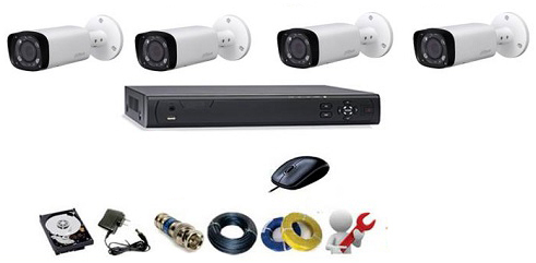 CCTV Package 4 Channel DVR 500GB HDD 4 Pcs CC Camera