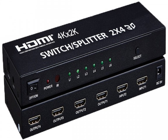 HDMI Switch Splitter 4K 2-Input / 4-Output