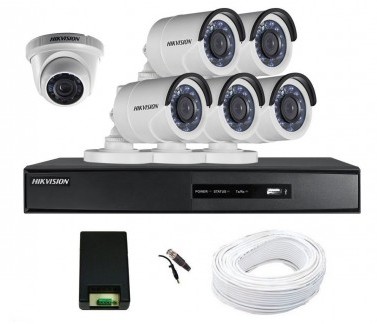 CCTV Package Hikvision 8CH DVR 6Pcs Camera 360° Rotation