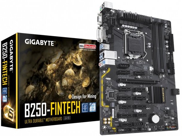 Gigabyte B250 FinTech Cryptocurrency Mining Motherboard