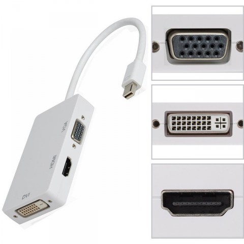 Mini Display Port Male to Female HDMI / VGA / DVI Adapter