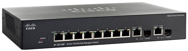 Cisco SF302-08PP 8-Port 128MB RAM PoE+ Managed Switch