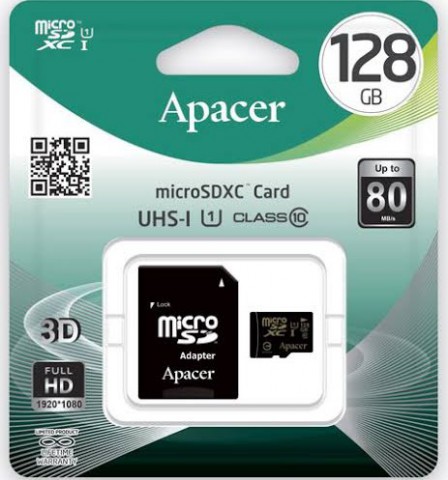 Apacer 128GB UHS-I U1 Class-10 MicroSDXC 3D Memory Card