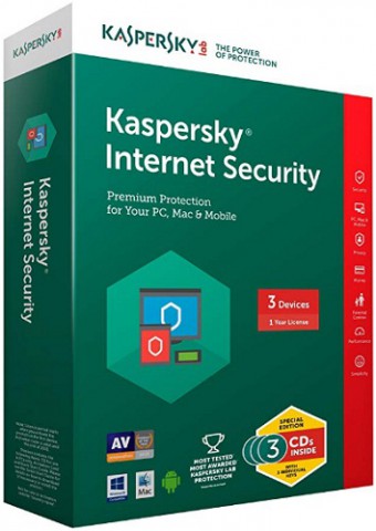 Kaspersky Internet Security 2018 3 Users for 1 Year