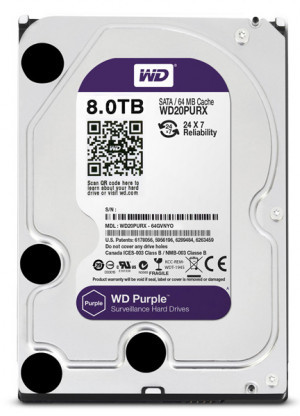 Western Digital WD80PUZX 8TB 7200 RPM Purple Hard Disk Drive