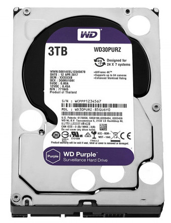 WD Purple 3TB Surveillance HDD SATA 64MB Cache WD30PURZ